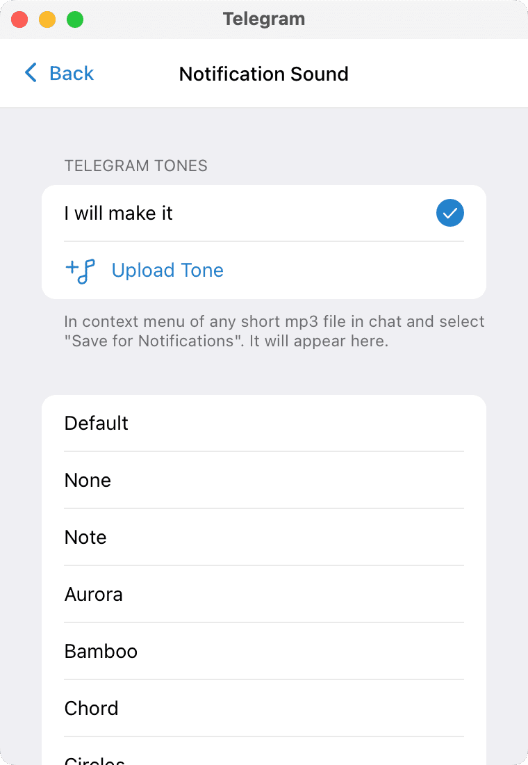 Telegram custom tone Mac